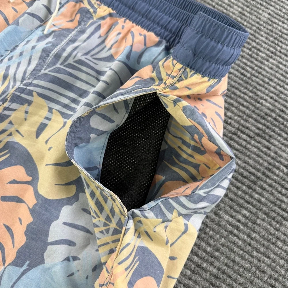 TravisMathew Mens‎ XXL Tropical Palm Print Board Shorts Blue Orange Swim Trunks